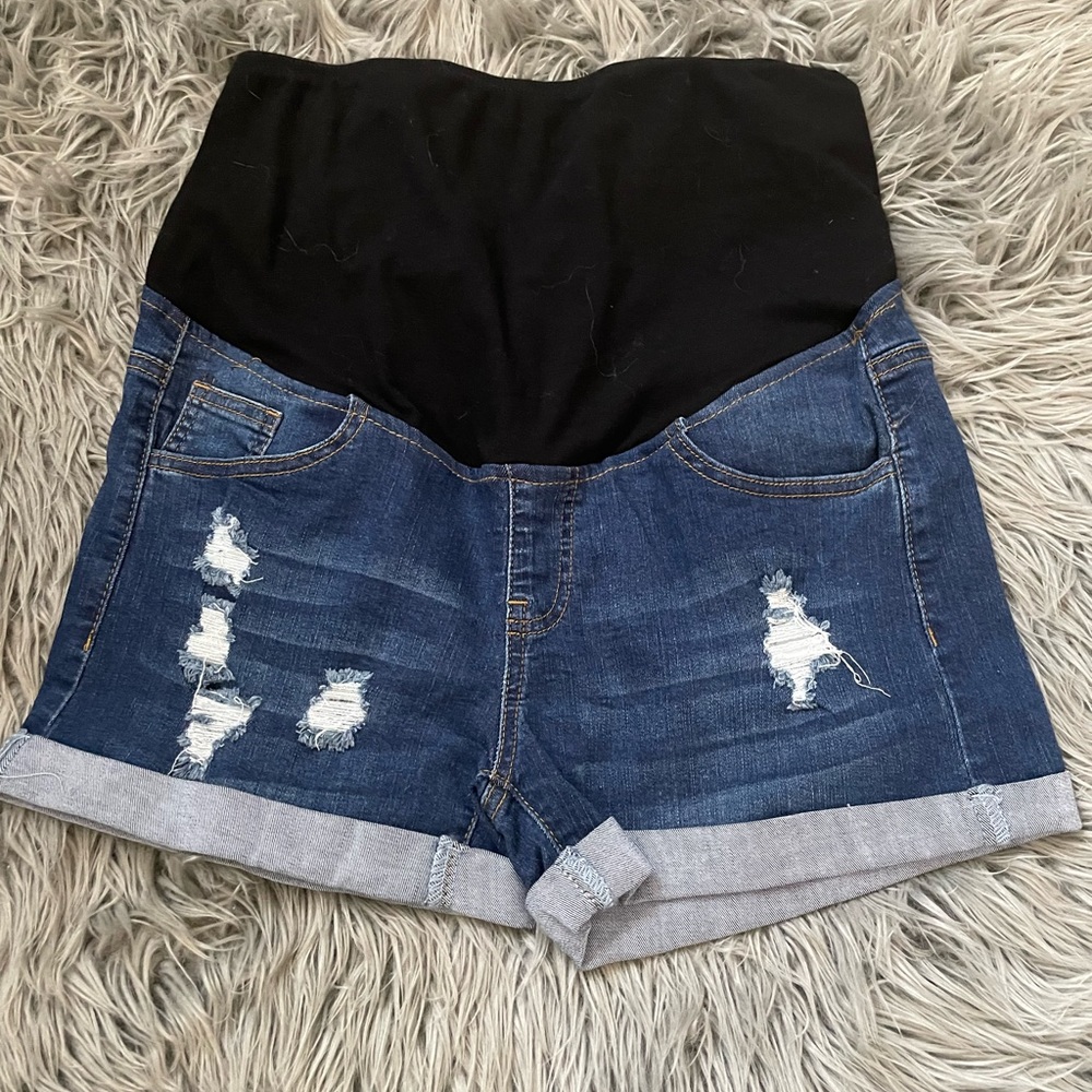 Maternity denim shorts